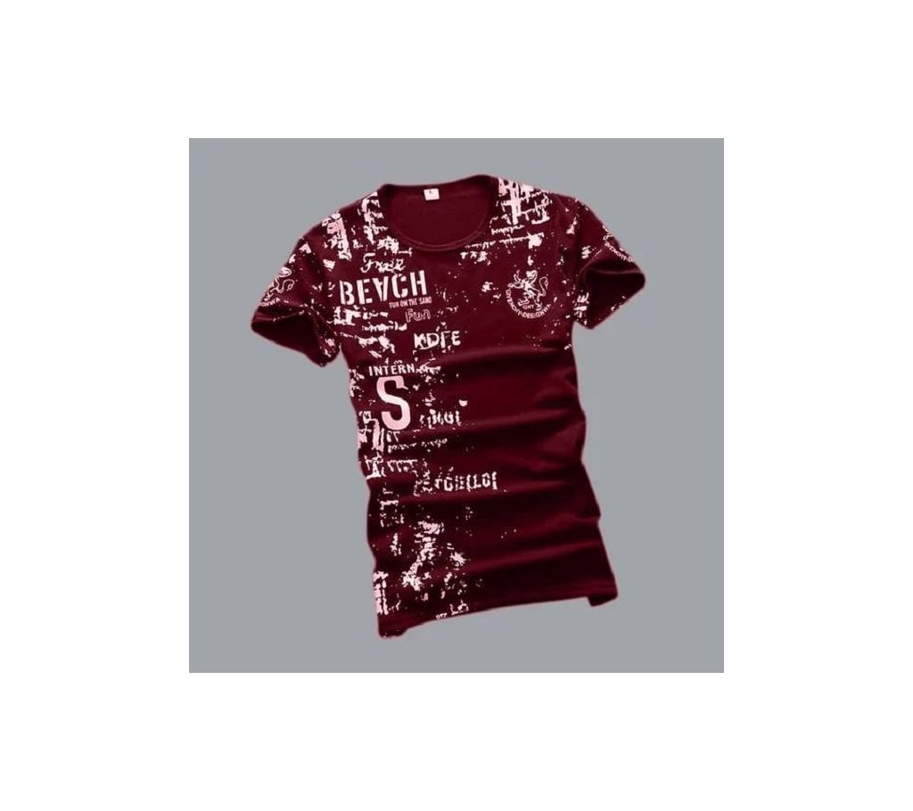 Half Sleeve T Shirt For Men - Maroon 