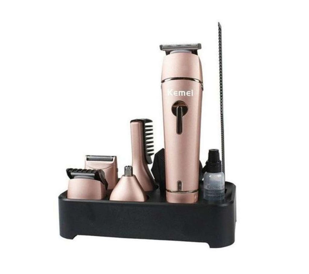 KM-1015 Men Grooming Kit 10 In 1 Shaving Kit - Rose Gold