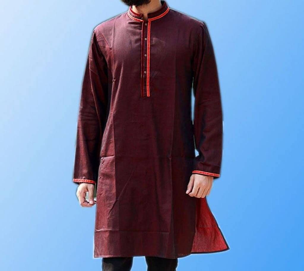 Contrast Design Semi Long Cotton Punjabi