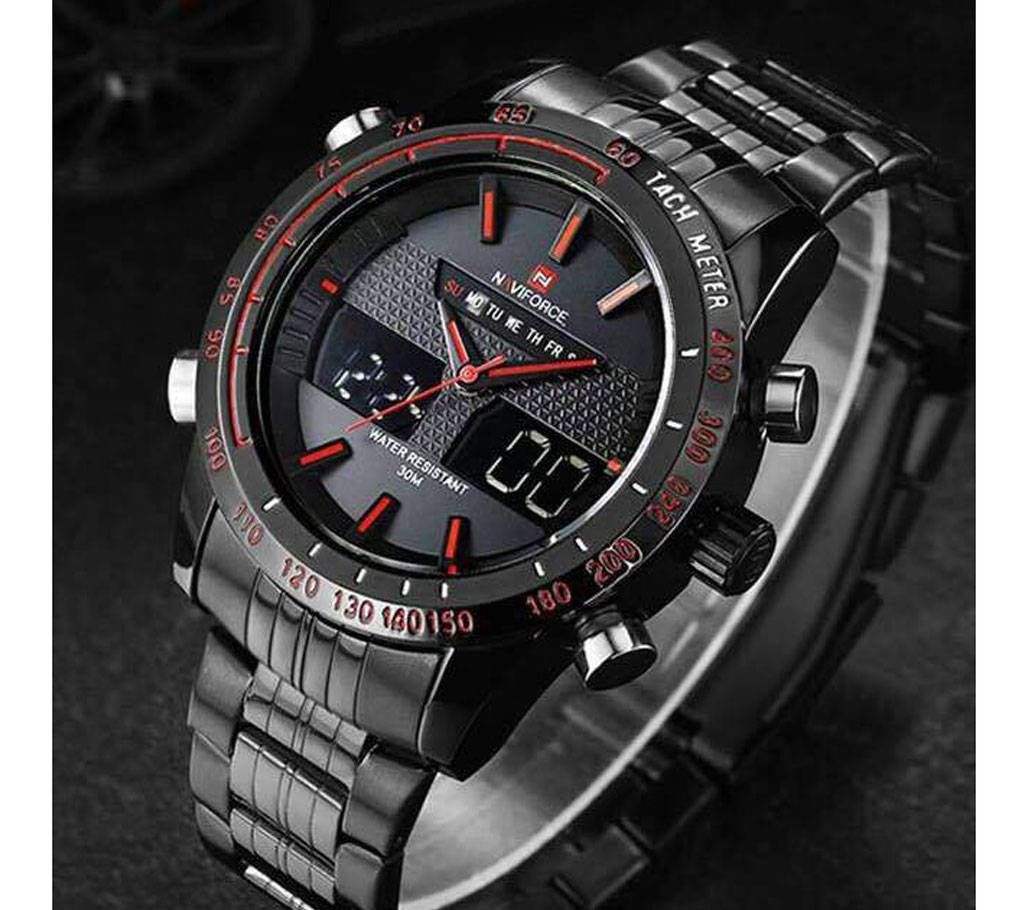 Navi force black watch for men