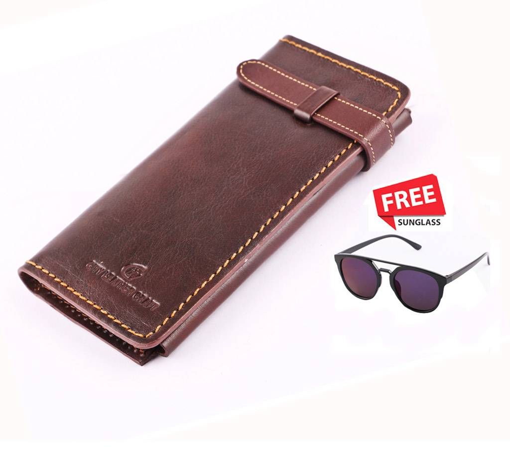 Gents Long Shaped Wallet with free Sunglasses 