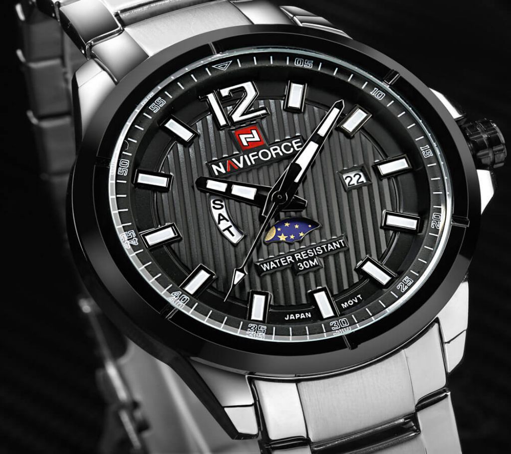 Naviforce Men Quartz Watch (9084)  Silver And Black