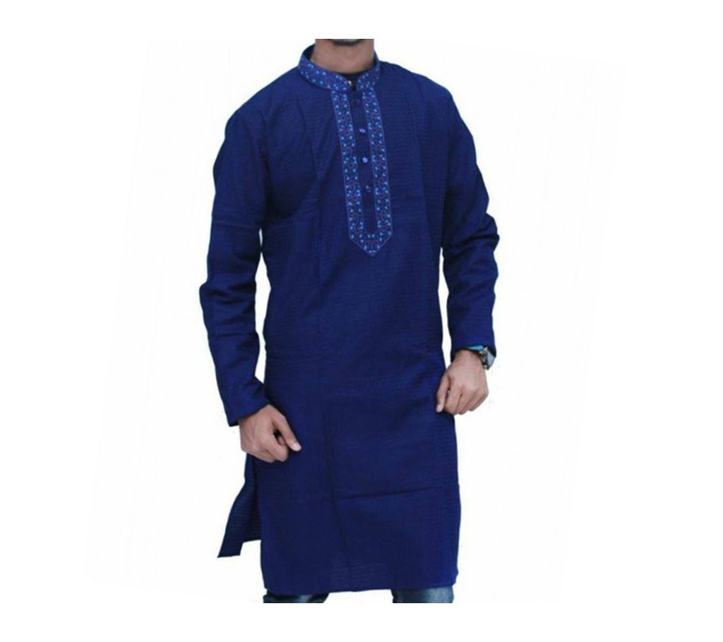 Blue Cotton Punjabi For Men