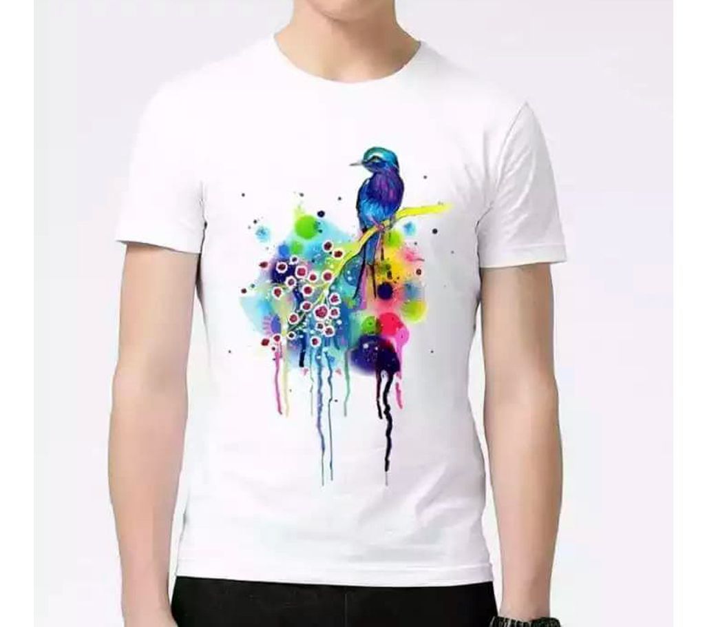 Color Birds Half Sleeve slim fit cotton t-shirt