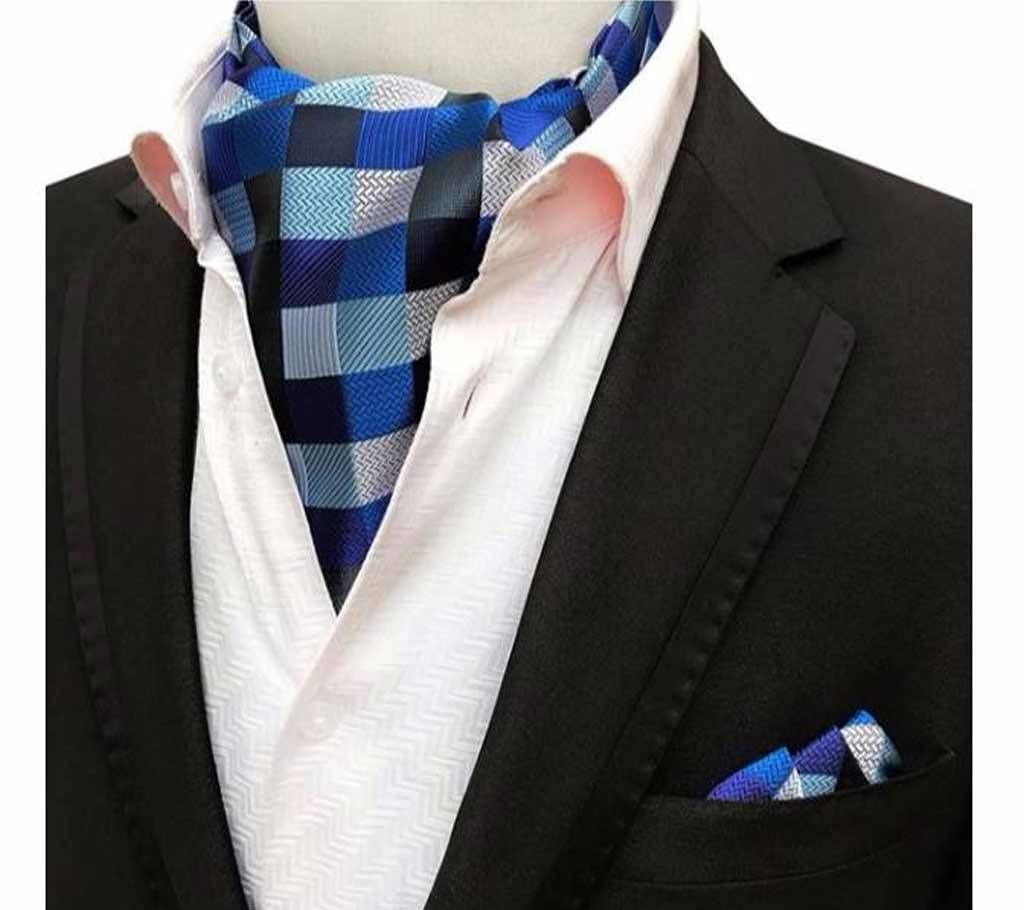Mens Silk Ascot Tie & Handkerchief Sets For Business Wedding Party