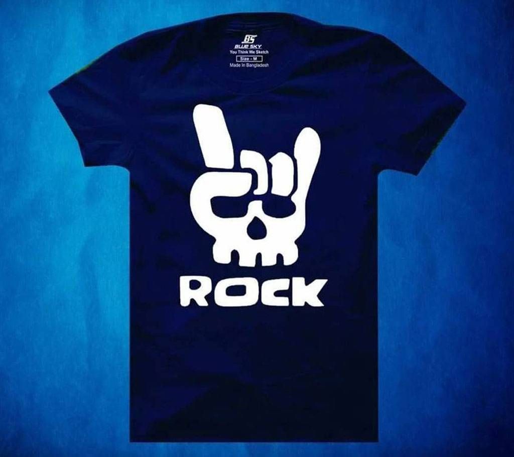 Mens Half  sleeve Navy Blue Cotton T-shirt