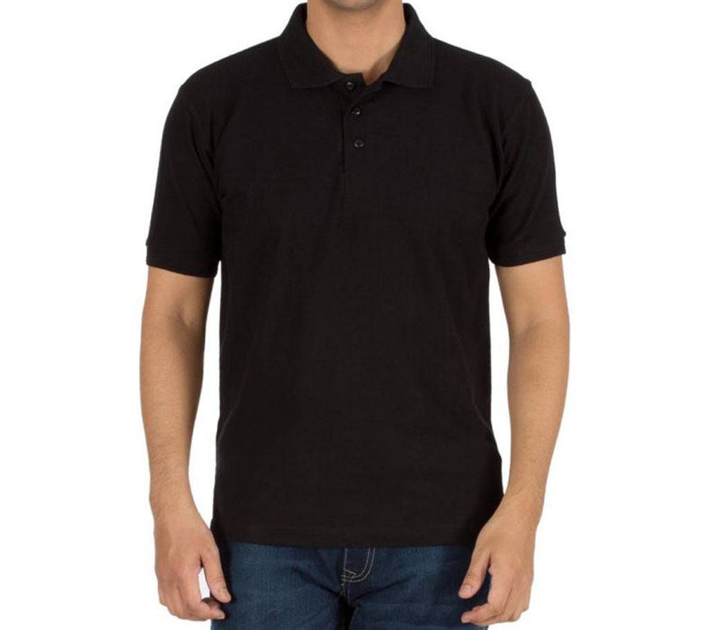 Black cotton Polo T-Shirt For Men
