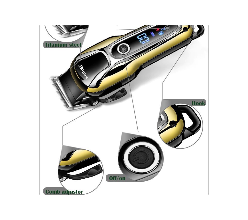kemei LCD Display rechargeable Professional Hair Trimme
