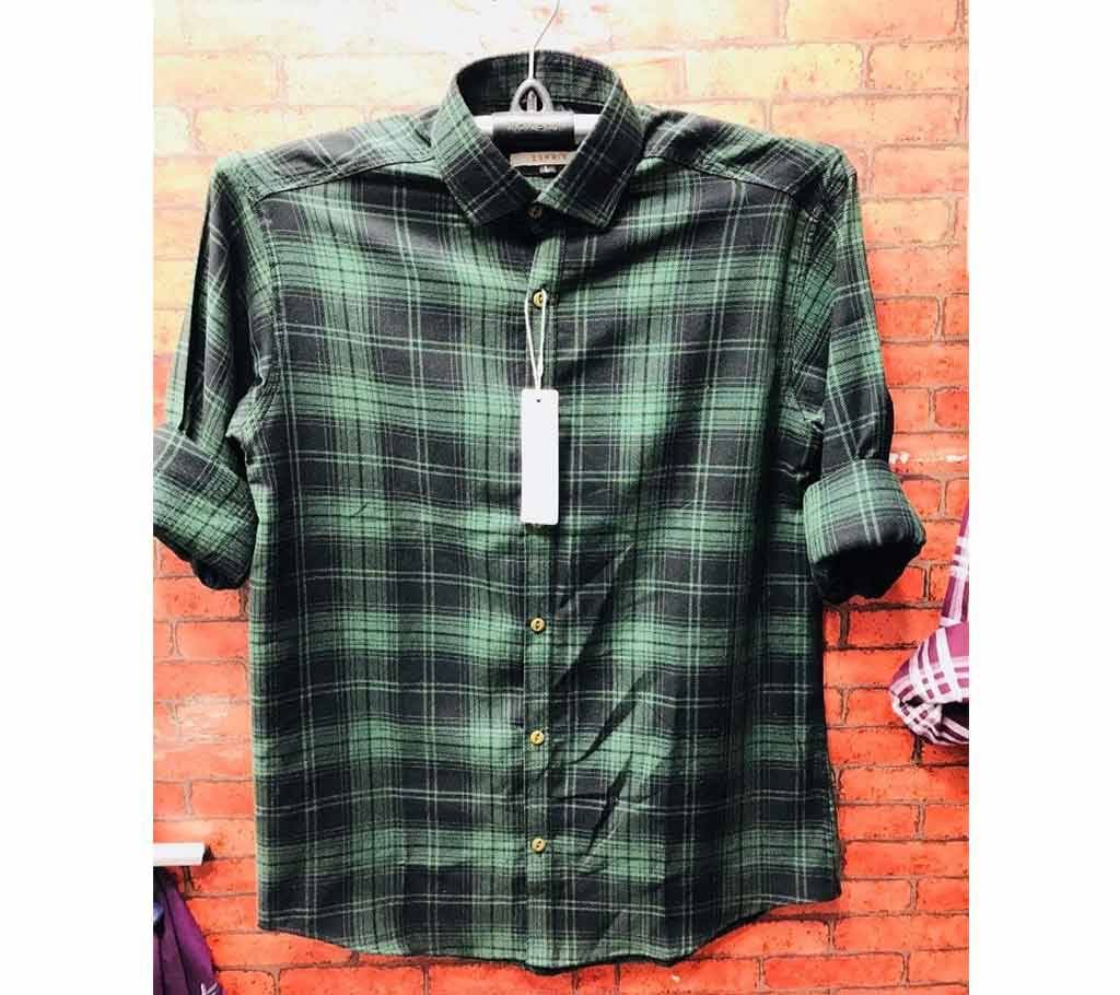 Full Sleeve Casual Shirt For Men - Black Green 