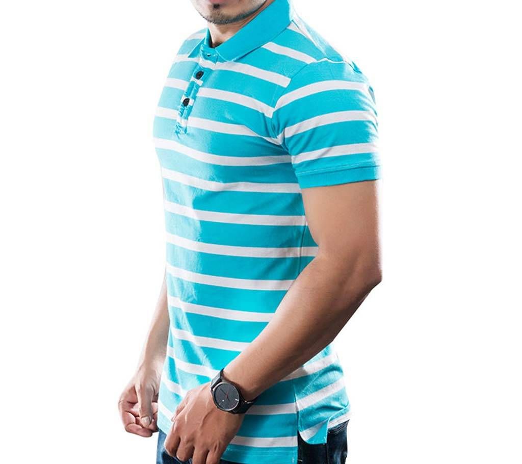 Winner Mens S/S Polo shirt - 43576 - Turquoise & WHITE STRIPE
	
	
	
	
	
	
	
	
	
	
