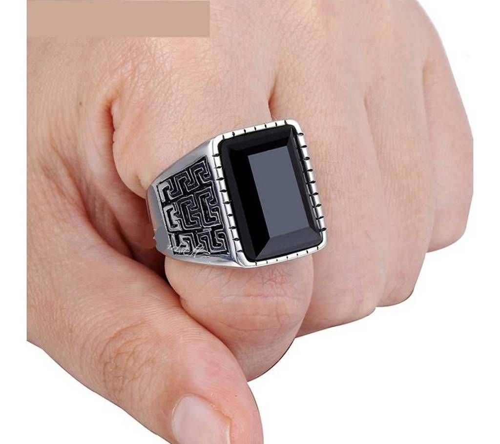 Black Silver Plated Finger Ring for Men