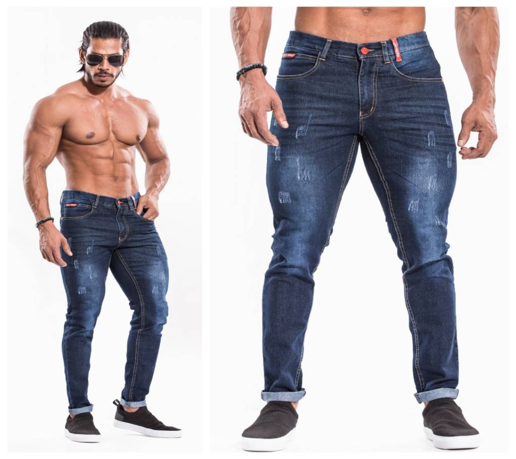 signature blue narrow fit jeans pant for men 