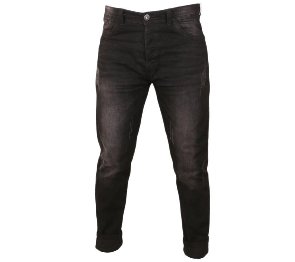 Wash black denim pant for men's