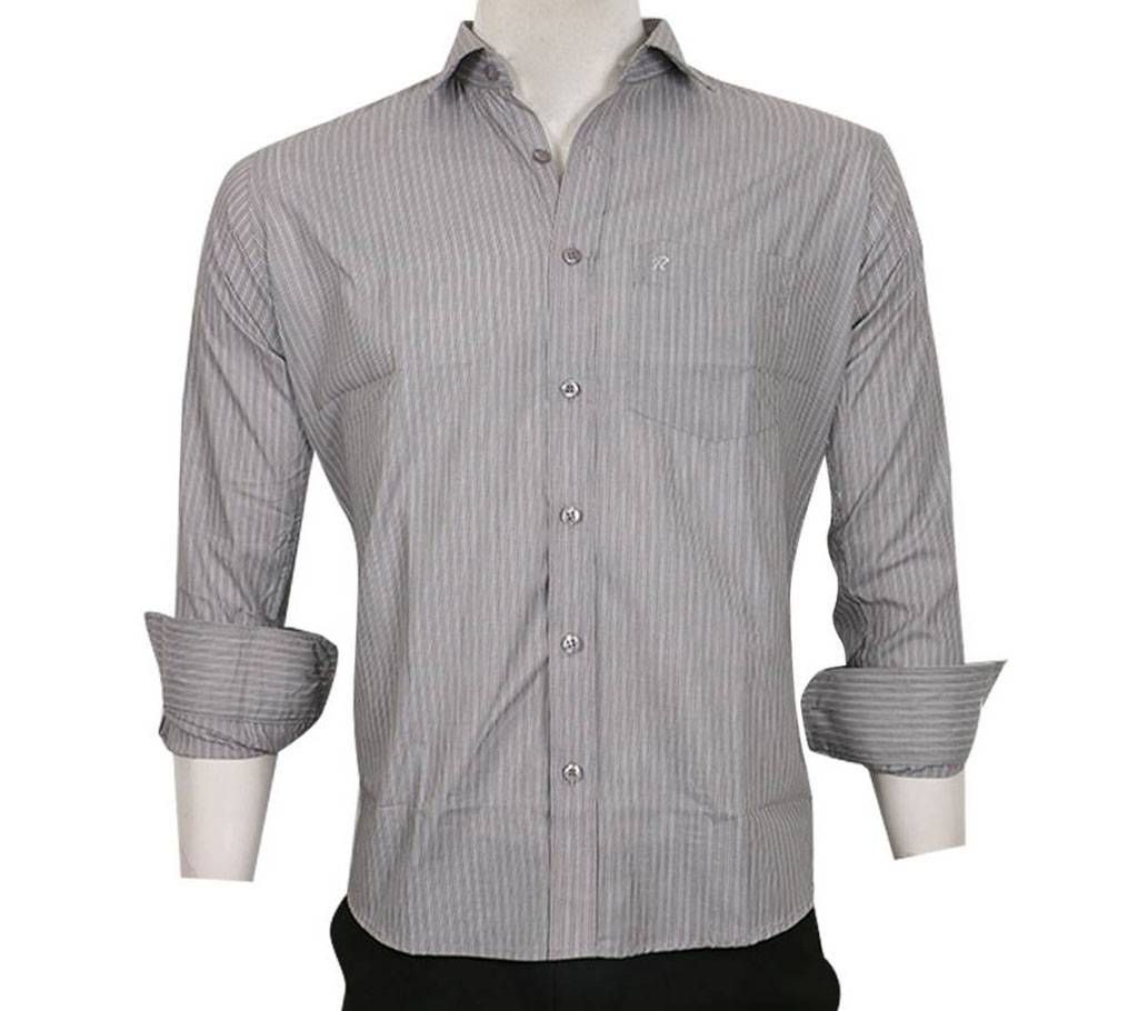 Gray Cotton Formal Shirt for Men