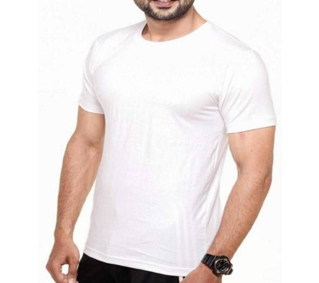 White Gents Half Sleeve Cotton T-Shirt
