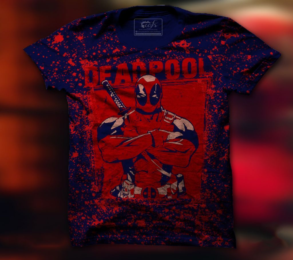 DEAD POOL Nave Blue Mens Cotton Round Neck T-Shirt