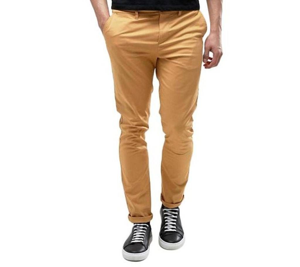 Brown Stretch Cotton Gabardine Pants For Men