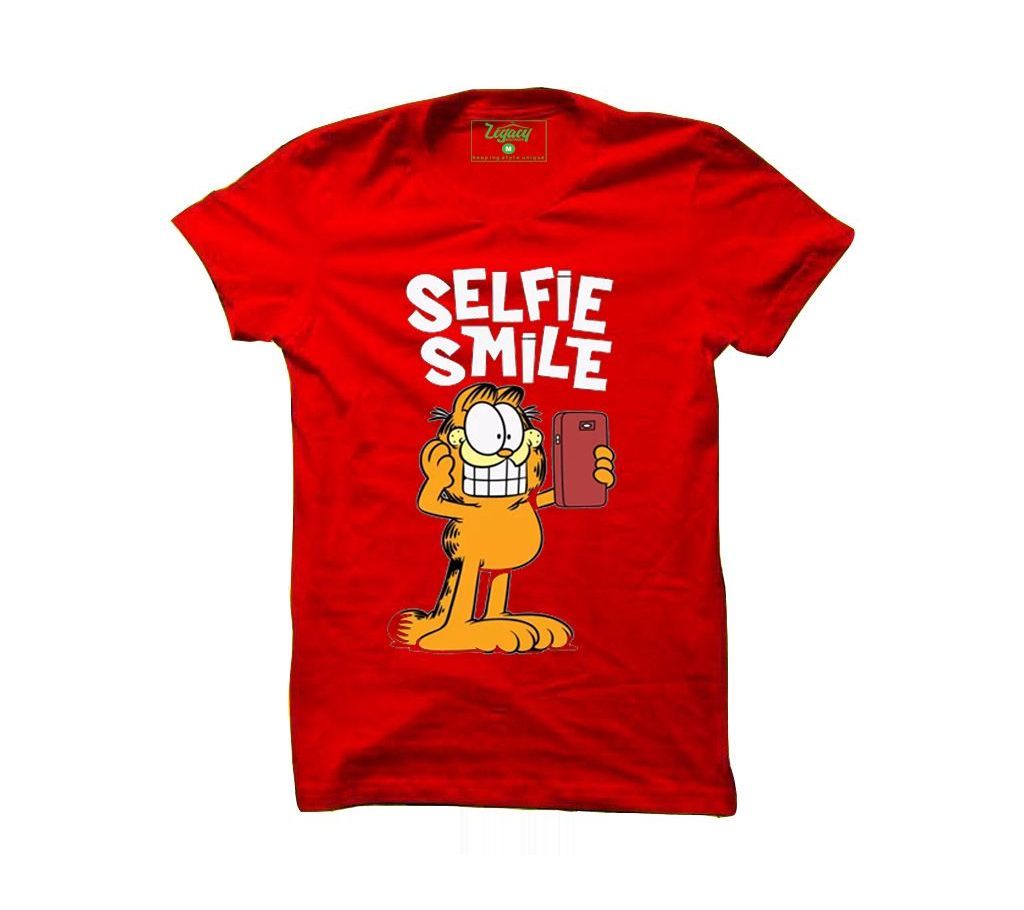 Summer Cotton Rubber print T-Shirt - Red - Selfie Smile(SU797)