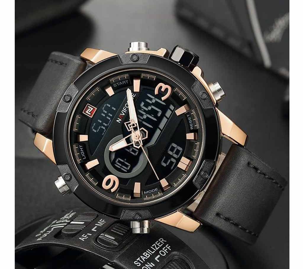 NAVIFORCE 9097 Luxury Brand Men Analog Digital Leather Sports Watches Mens Army Military Watch Man