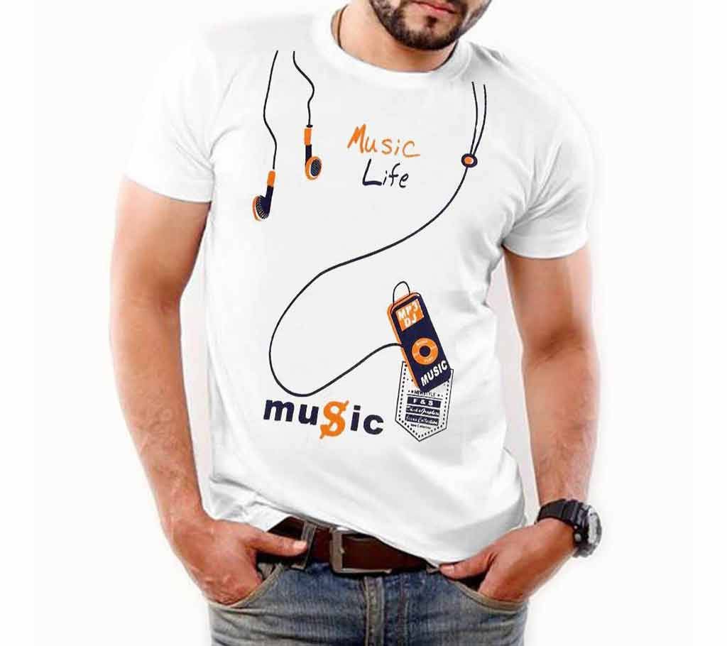 Music Life Half Sleeve Slim Fit Cotton T Shirt For Men 