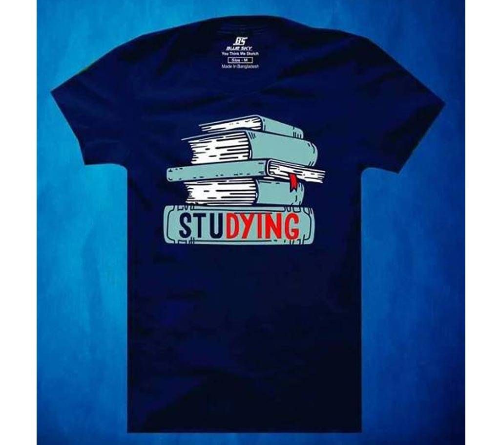 Studying Mens Half  sleeve  cotton T-shirt