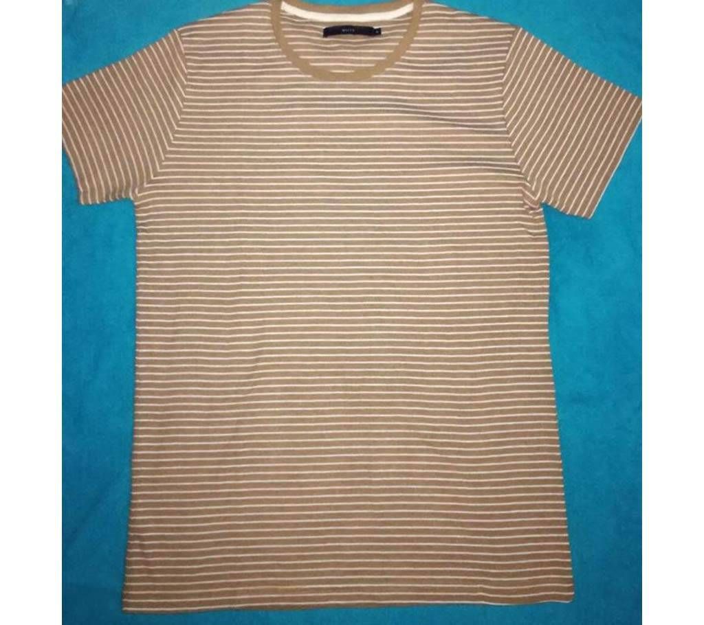 Gents Round Neck Striped Cotton T-shirt