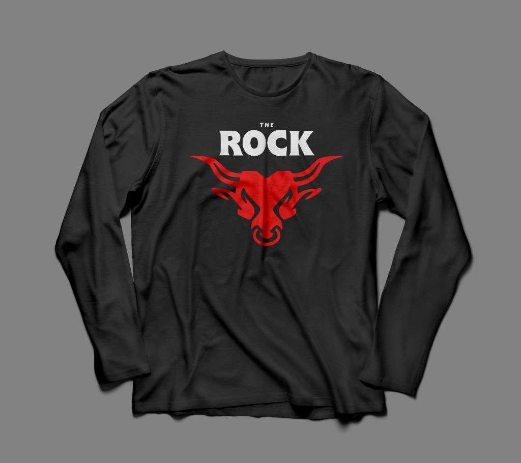THE ROCK WWE LONG SLEEVE BLACK  THE ROCK COTTON TSHIRT FOR MEN