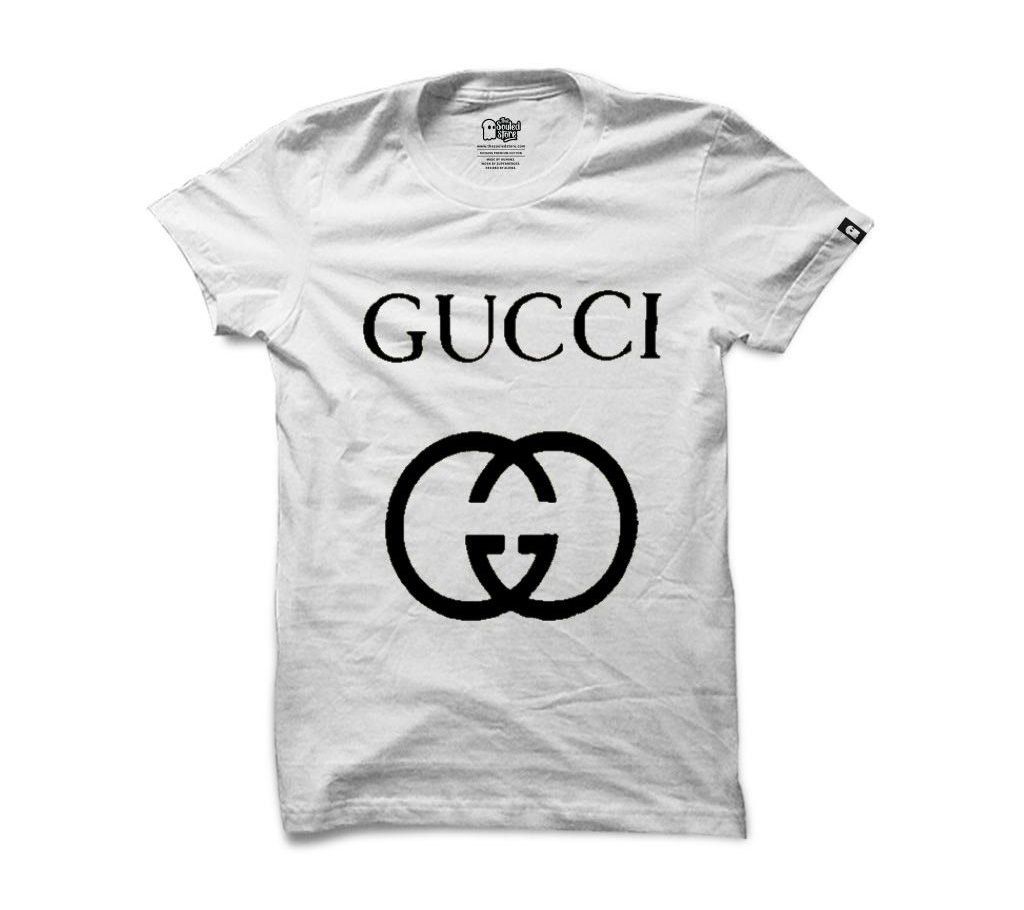 Mens Cotton Casual T-Shirt GUCCI White. Copy
