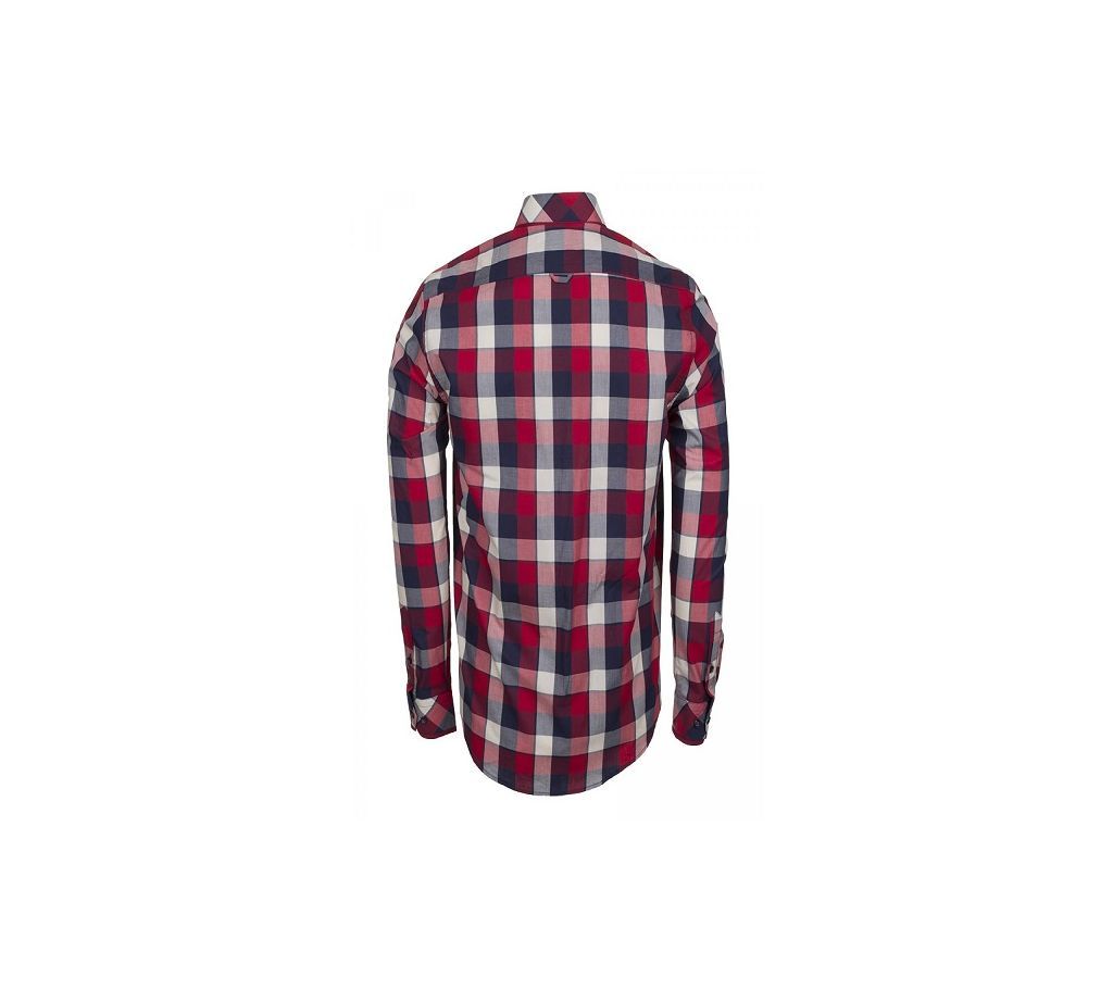 Multicolor Cotton Long Sleeve Shirt for Men -Red Black and White 