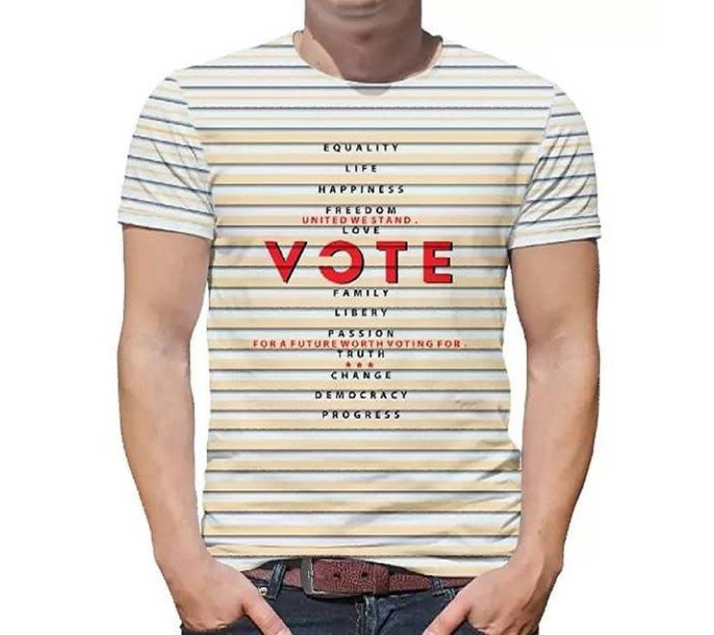 Vote Half Sleeve Cotton T Shirt For Men 