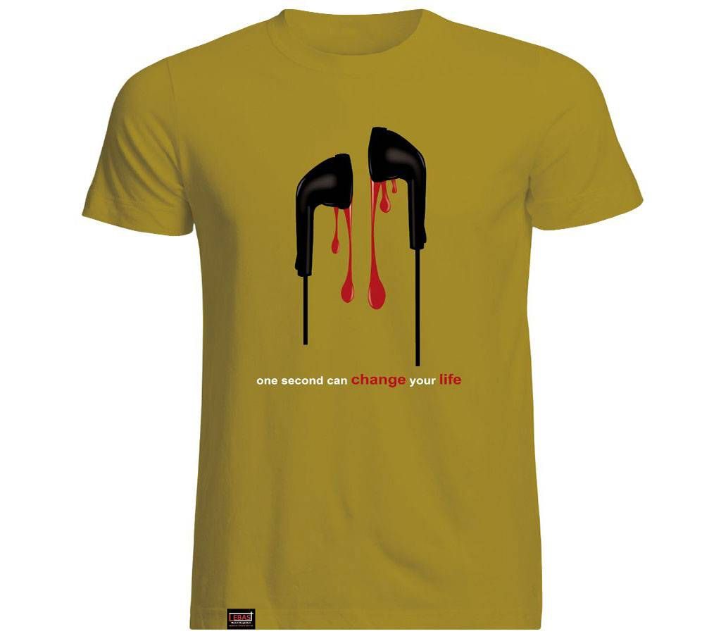 Head Phone Mens Half Sleeve Cotton T-shirt