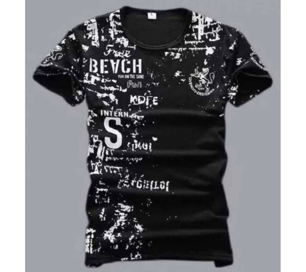 Menz Half T-Shirt For Men-Black