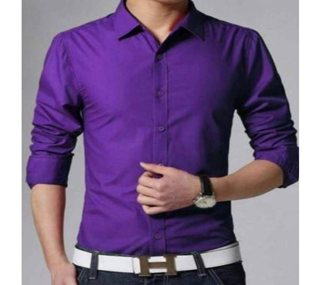 Purple Long Sleeve Casual Shirt For Men  Upf
