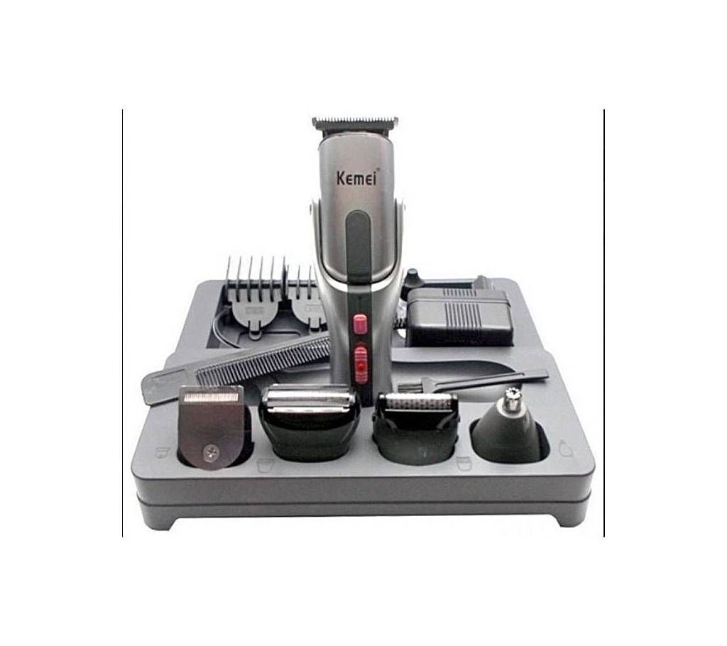 Kemei KM-680A 8 in 1 Rechargeable Shaver & Trimmer- Gray