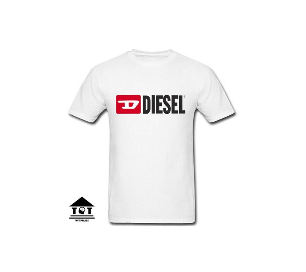 Disel Half Sleeve Cotton T-Shirt White copy