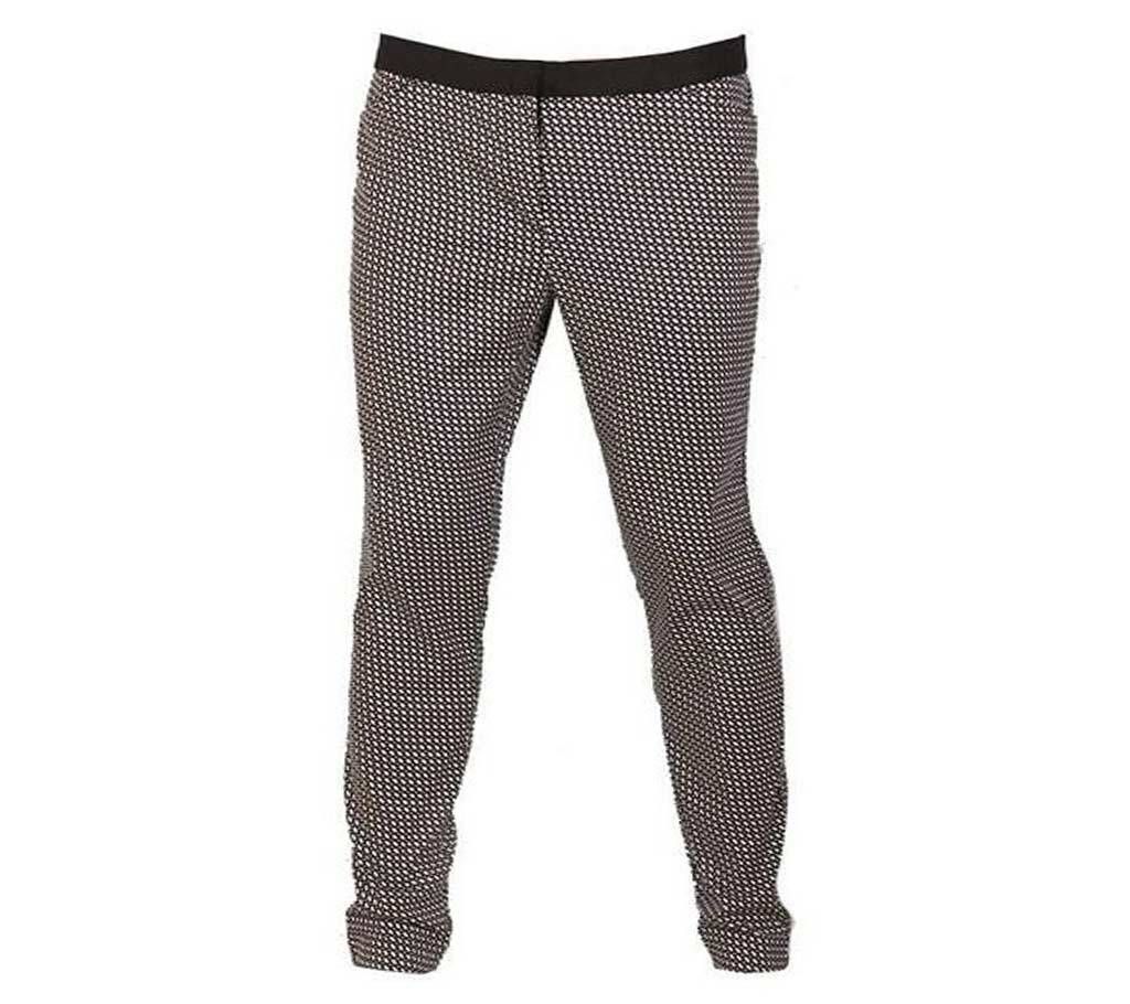 Black and Cream Combination Gabardine Pant for Men