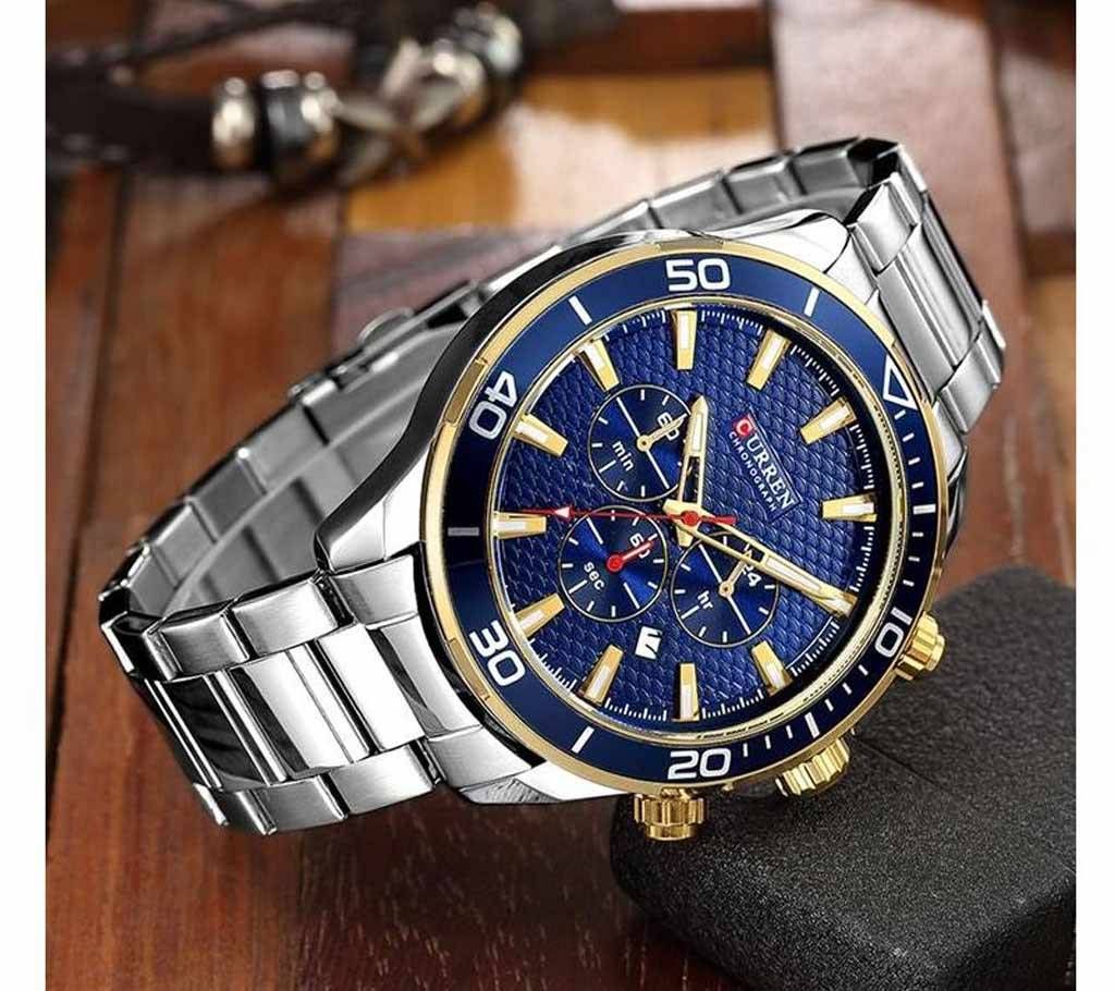 Curren Blue Dial Stailness Steel Wrist Watch for Men
