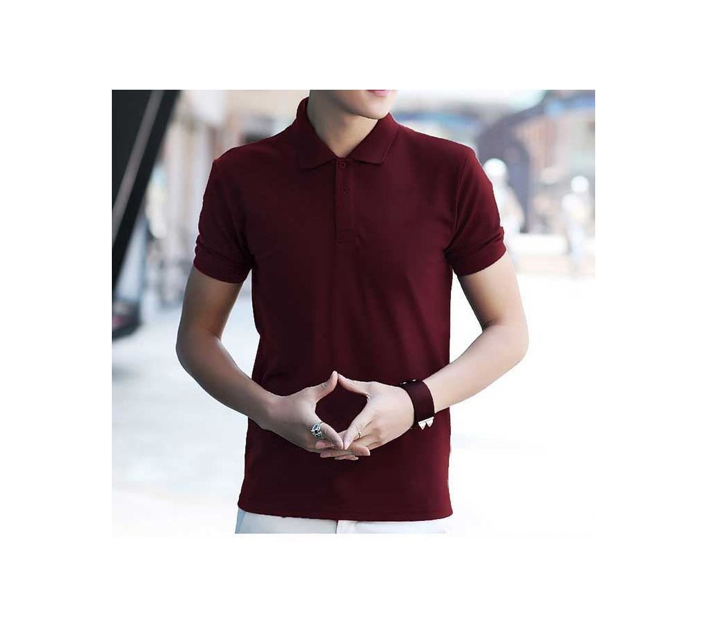 Maroon Half Sleeve Cotton Polo Shirts