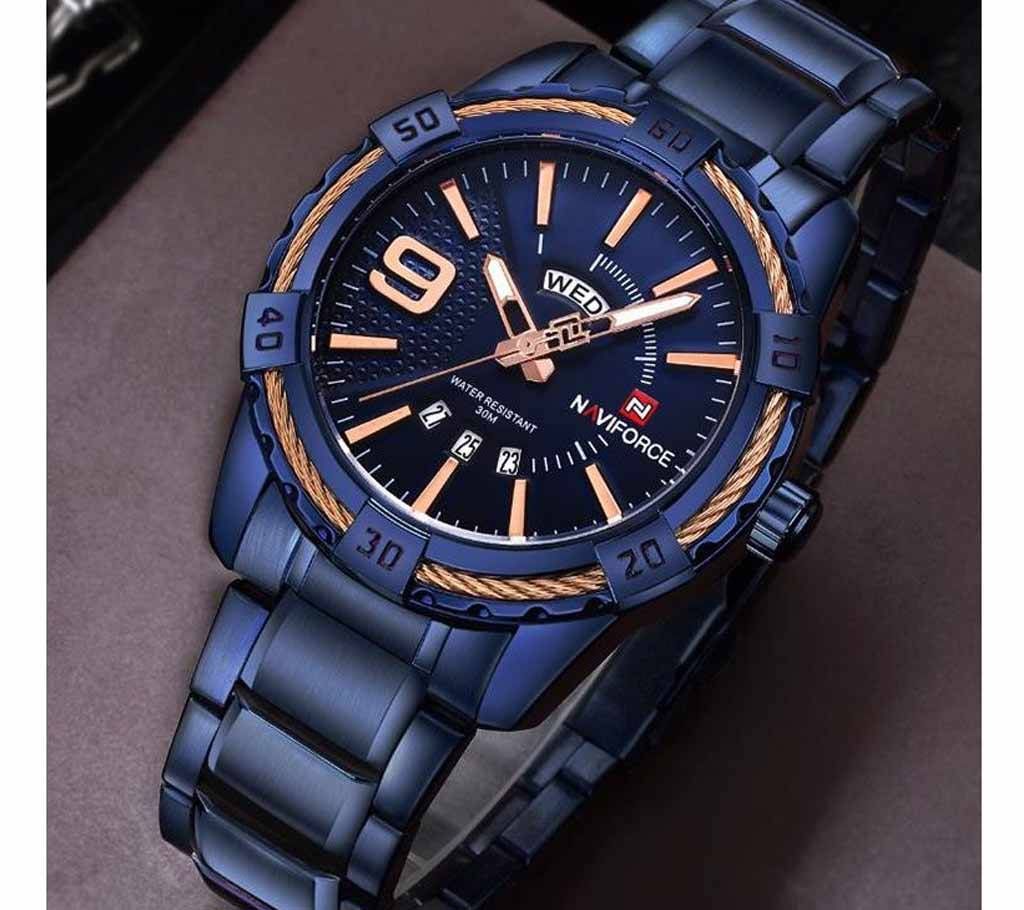 NAVIFORCE 9117S New Men Sport Watches Mens Waterproof Analog Quartz Wristwatches Man Gold Stainless Steel Calendar Clock