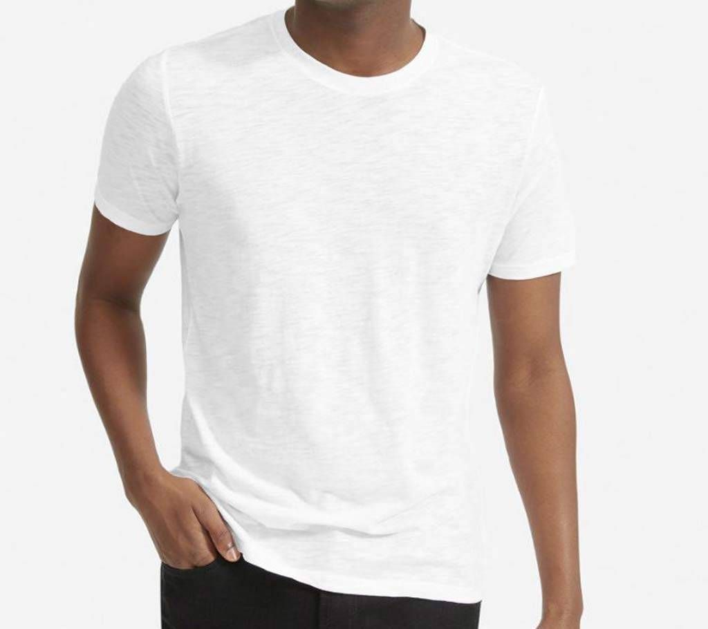 Plain White Cotton Half Sleeve T-Shirt For Summer Mans