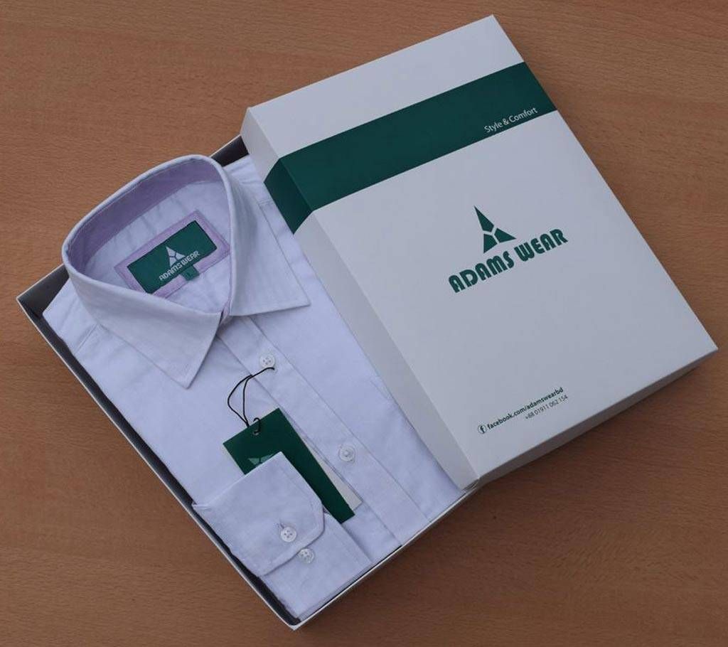 Formal White Shirt With Purple Color Fabric Contrast