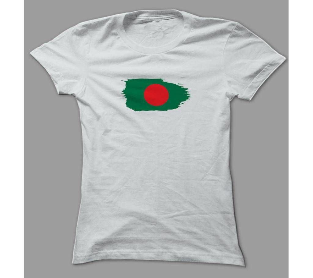 Red Green Bangladesh White Polyester T-Shirt