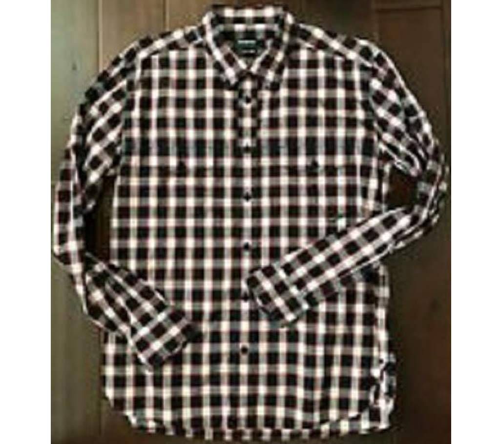  Cotton Long Sleeve Shirt for Men-black,White and red check 