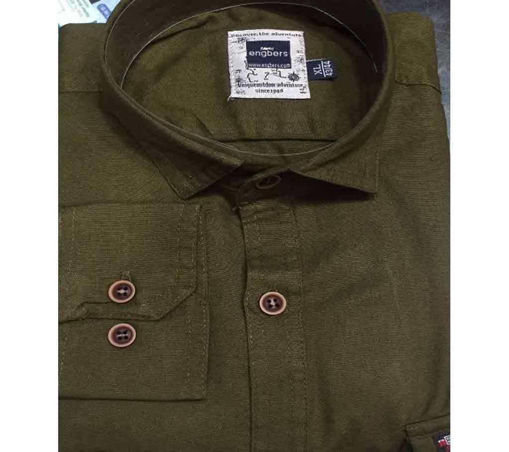 Engbers Cotton Shirt For Men-Olive 