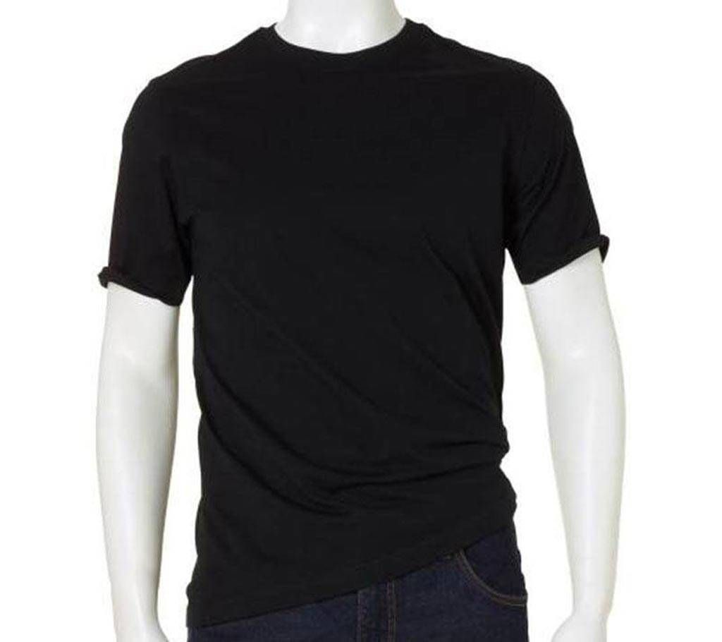 Black Color Solid T Shirt (MMST - 02)