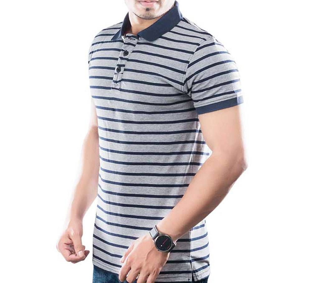 Winner Mens S/S Polo shirt - 43576 - GREY & NAVY STRIPE
	
	
	
	
	
	
	
	