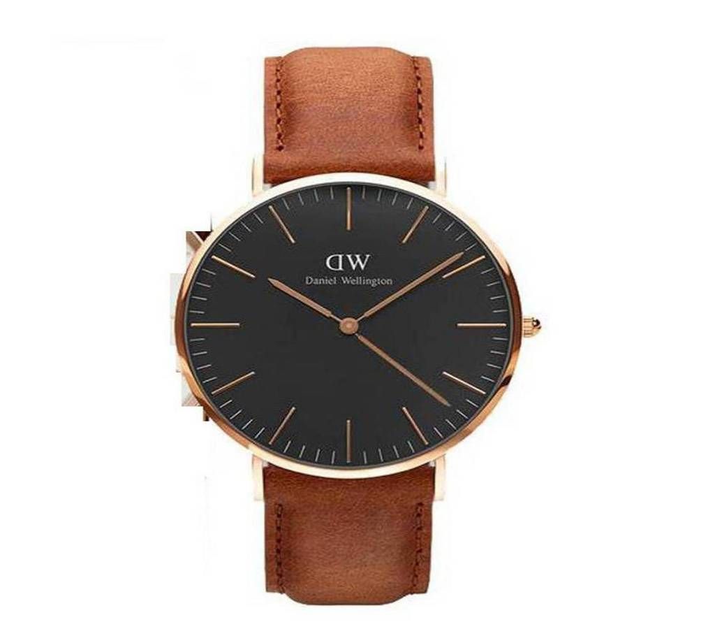 LEATHER STRAP ANALOG WRIST WATCH FOR MEN-BROWN AND BLACK