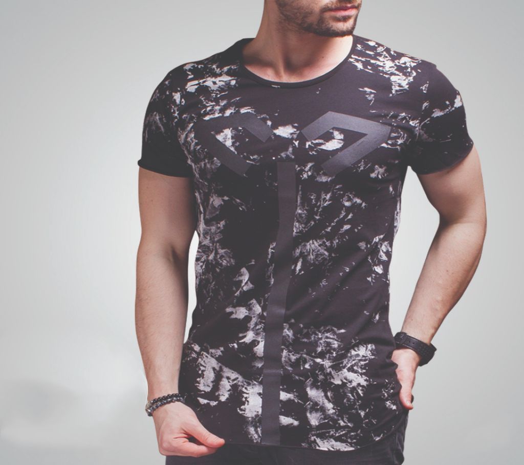 Mens Cotton Round Neck Black T-Shirt