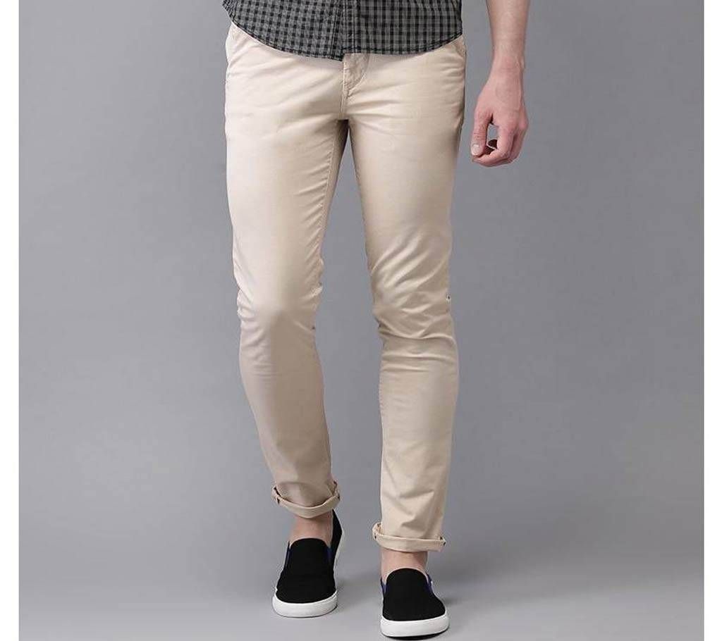 Men gabardine full pants Pearl White Cream - 01 - Regular