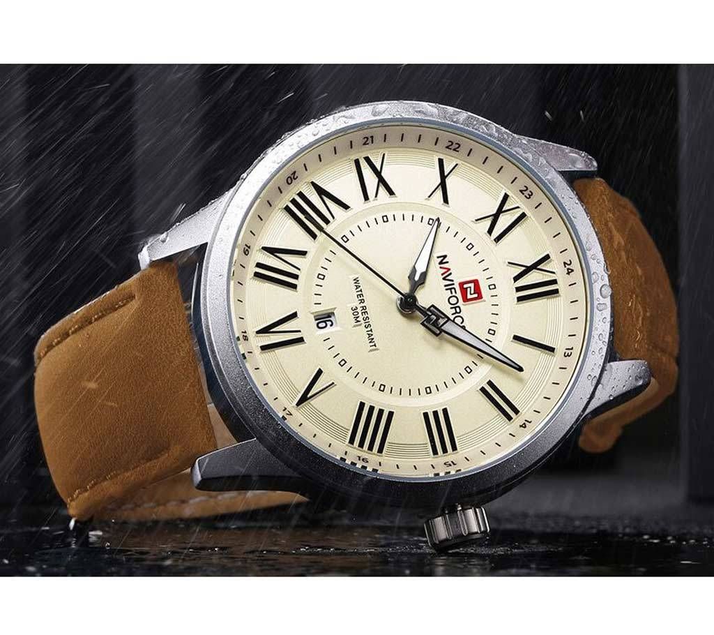 NAVIFORCE 9126 Silver Brown Mens Fashion And Casual Watch